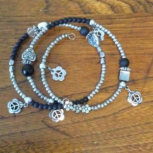 Vintage Love, Peace and Flowers Wrap Bracelet